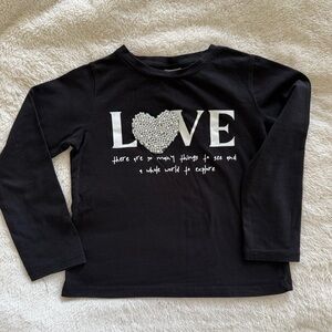 Zara Black Long Sleeve Kids Tee with Love Design